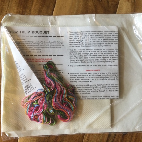 ✔️Vintage 1987 Creative Circle 1682 Tulip Bouquet Cross Stitch Kit - Picture 5 of 5